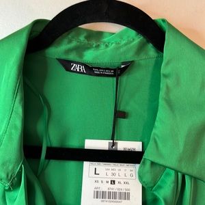 Zara BRAND NEW green silk blouse